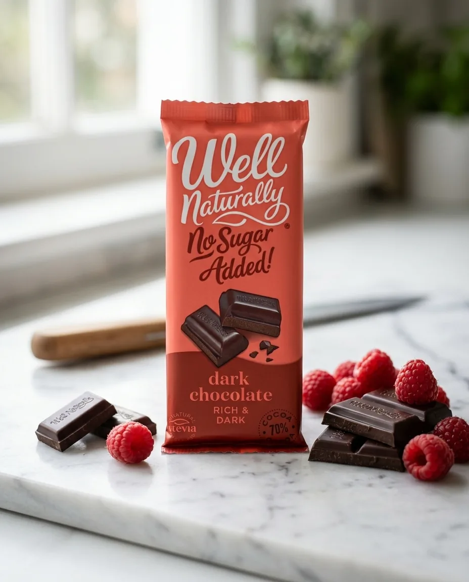 Well Naturally no-added-sugar dark chocolate