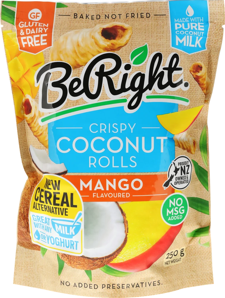 Be Right Crispy Coconut Rolls Mango pack